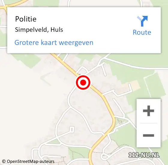 Locatie op kaart van de 112 melding: Politie Simpelveld, Huls op 22 september 2021 07:40