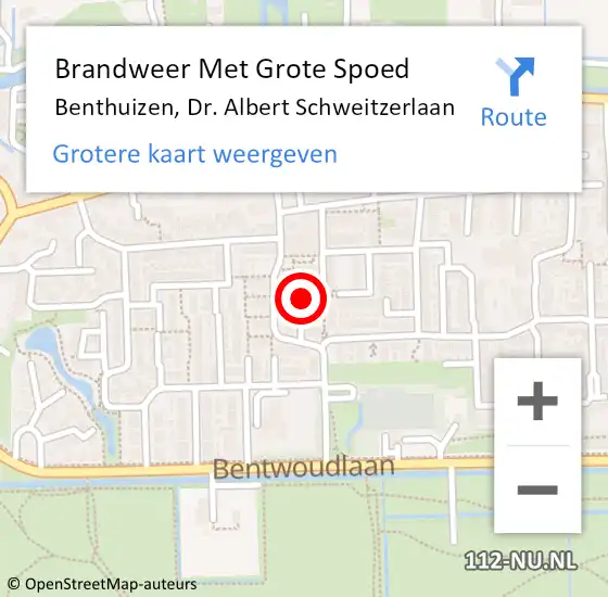 Locatie op kaart van de 112 melding: Brandweer Met Grote Spoed Naar Benthuizen, Dr. Albert Schweitzerlaan op 22 september 2021 08:33