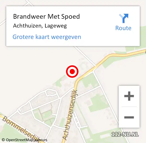 Locatie op kaart van de 112 melding: Brandweer Met Spoed Naar Achthuizen, Lageweg op 22 september 2021 09:09