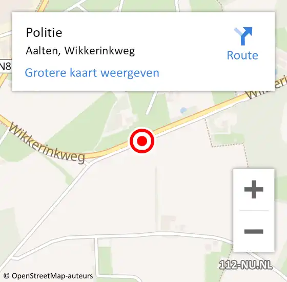 Locatie op kaart van de 112 melding: Politie Aalten, Wikkerinkweg op 22 september 2021 09:12