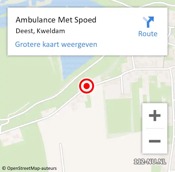 Locatie op kaart van de 112 melding: Ambulance Met Spoed Naar Deest, Kweldam op 22 september 2021 09:38