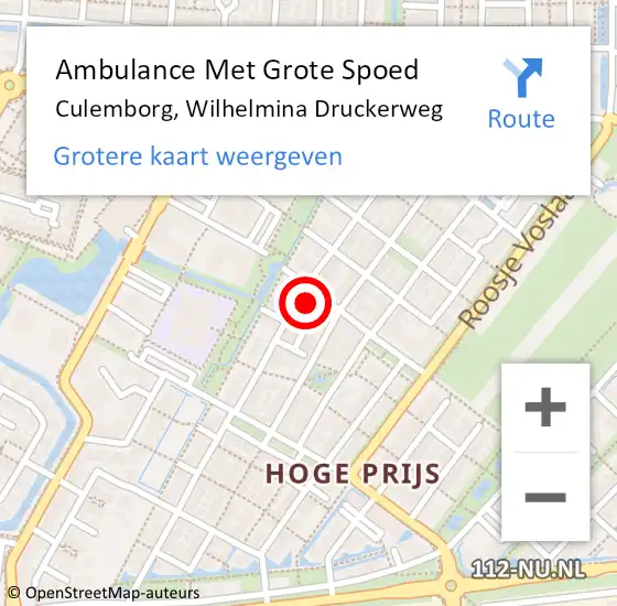 Locatie op kaart van de 112 melding: Ambulance Met Grote Spoed Naar Culemborg, Wilhelmina Druckerweg op 22 september 2021 09:58