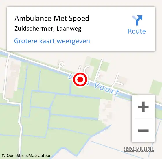 Locatie op kaart van de 112 melding: Ambulance Met Spoed Naar Zuidschermer, Laanweg op 22 september 2021 10:11