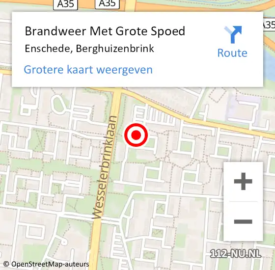 Locatie op kaart van de 112 melding: Brandweer Met Grote Spoed Naar Enschede, Berghuizenbrink op 22 september 2021 10:44