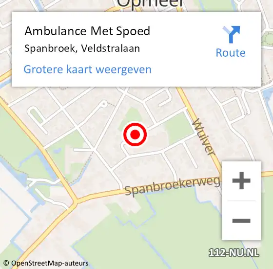 Locatie op kaart van de 112 melding: Ambulance Met Spoed Naar Spanbroek, Veldstralaan op 22 september 2021 10:58