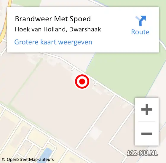 Locatie op kaart van de 112 melding: Brandweer Met Spoed Naar Hoek van Holland, Dwarshaak op 22 september 2021 11:31