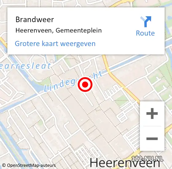 Locatie op kaart van de 112 melding: Brandweer Heerenveen, Gemeenteplein op 22 september 2021 11:41