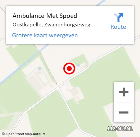 Locatie op kaart van de 112 melding: Ambulance Met Spoed Naar Oostkapelle, Zwanenburgseweg op 23 juni 2014 18:01