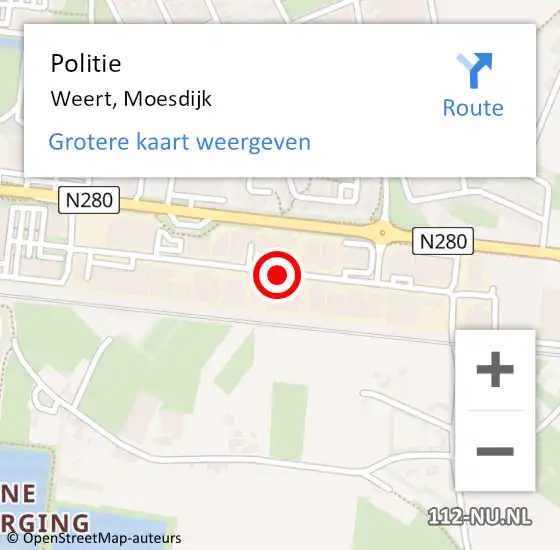 Locatie op kaart van de 112 melding: Politie Weert, Moesdijk op 22 september 2021 12:05