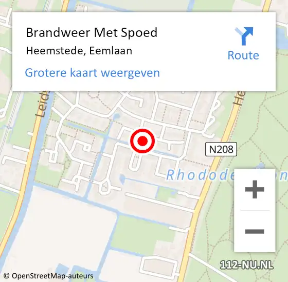 Locatie op kaart van de 112 melding: Brandweer Met Spoed Naar Heemstede, Eemlaan op 22 september 2021 12:09