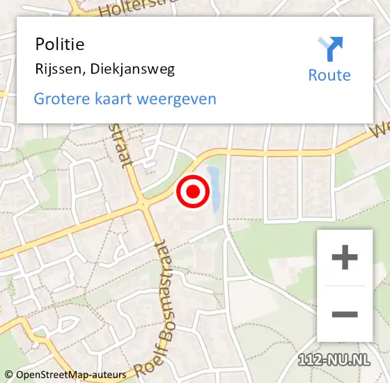 Locatie op kaart van de 112 melding: Politie Rijssen, Diekjansweg op 22 september 2021 12:15