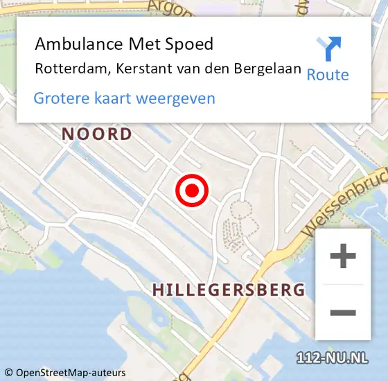 Locatie op kaart van de 112 melding: Ambulance Met Spoed Naar Rotterdam, Kerstant van den Bergelaan op 22 september 2021 12:20