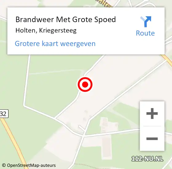 Locatie op kaart van de 112 melding: Brandweer Met Grote Spoed Naar Holten, Kriegersteeg op 22 september 2021 12:29