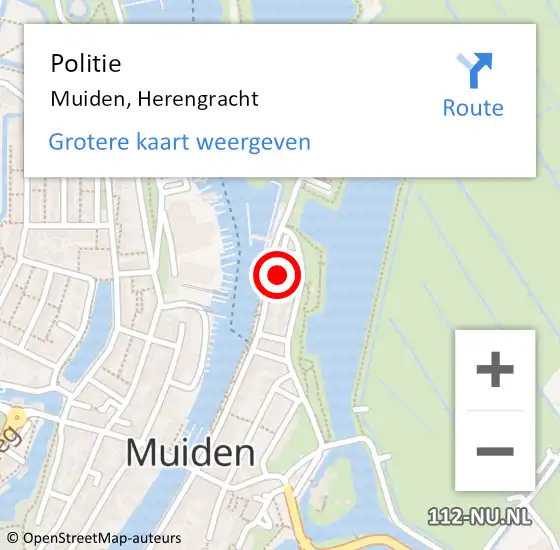 Locatie op kaart van de 112 melding: Politie Muiden, Herengracht op 22 september 2021 12:54