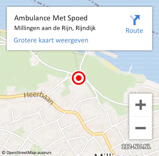 Locatie op kaart van de 112 melding: Ambulance Met Spoed Naar Millingen aan de Rijn, Rijndijk op 22 september 2021 12:59