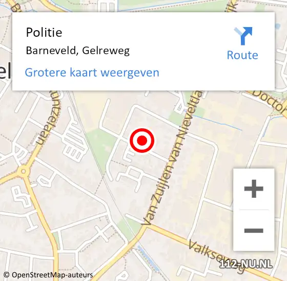 Locatie op kaart van de 112 melding: Politie Barneveld, Gelreweg op 22 september 2021 13:16