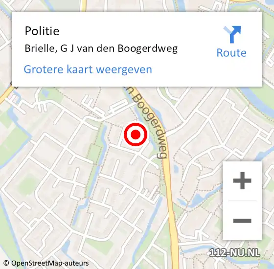 Locatie op kaart van de 112 melding: Politie Brielle, G J van den Boogerdweg op 22 september 2021 13:24