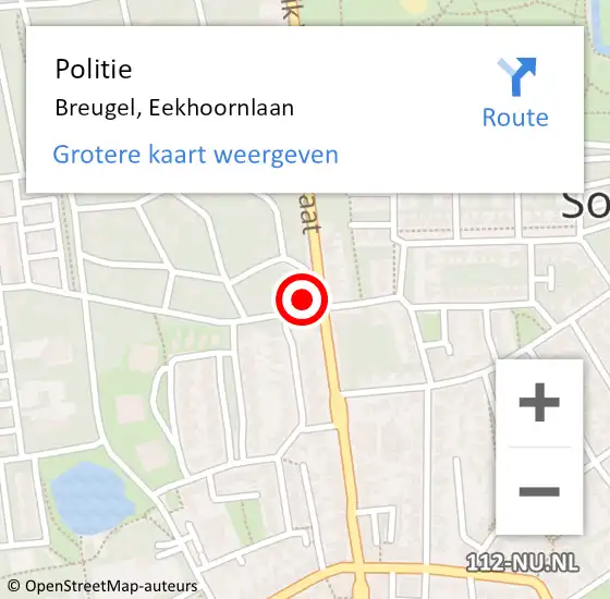 Locatie op kaart van de 112 melding: Politie Breugel, Eekhoornlaan op 22 september 2021 13:33