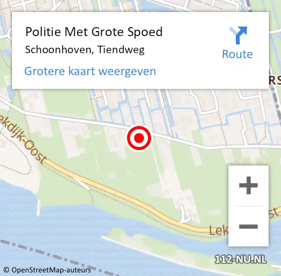 Locatie op kaart van de 112 melding: Politie Met Grote Spoed Naar Schoonhoven, Tiendweg op 22 september 2021 13:48