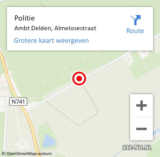 Locatie op kaart van de 112 melding: Politie Ambt Delden, Almelosestraat op 22 september 2021 13:49