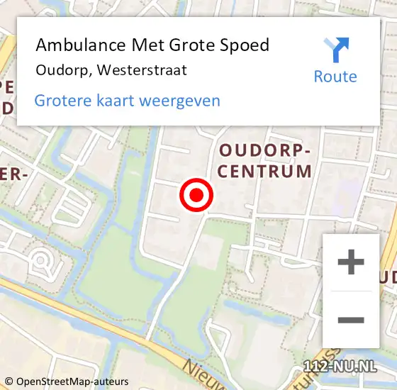 Locatie op kaart van de 112 melding: Ambulance Met Grote Spoed Naar Oudorp, Westerstraat op 22 september 2021 13:50