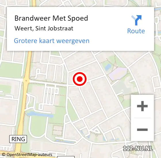 Locatie op kaart van de 112 melding: Brandweer Met Spoed Naar Weert, Sint Jobstraat op 22 september 2021 13:55