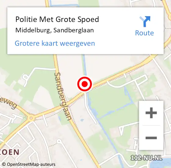 Locatie op kaart van de 112 melding: Politie Met Grote Spoed Naar Middelburg, Sandberglaan op 22 september 2021 14:04