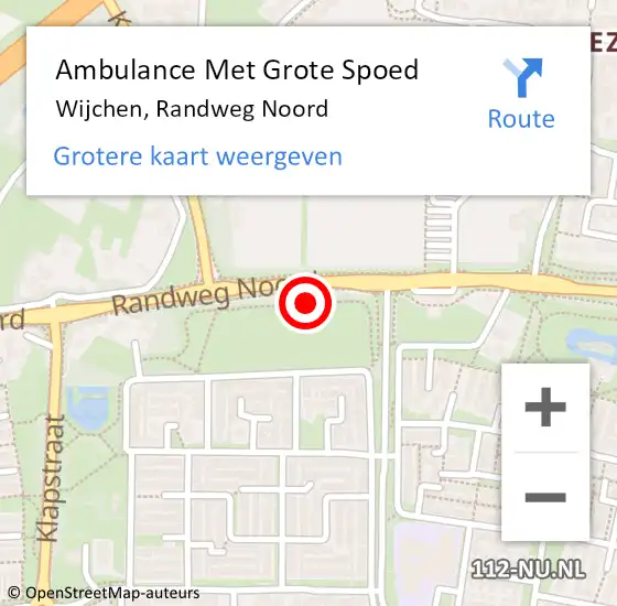Locatie op kaart van de 112 melding: Ambulance Met Grote Spoed Naar Wijchen, Randweg Noord op 22 september 2021 14:20