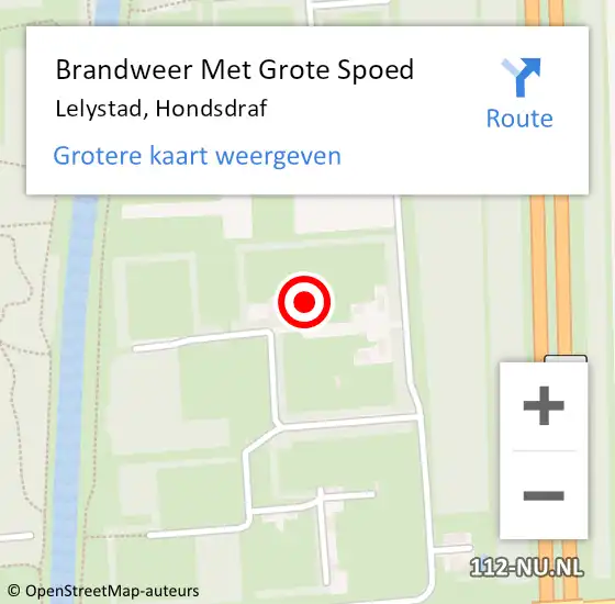 Locatie op kaart van de 112 melding: Brandweer Met Grote Spoed Naar Lelystad, Hondsdraf op 22 september 2021 14:26