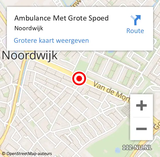 Locatie op kaart van de 112 melding: Ambulance Met Grote Spoed Naar Noordwijk op 22 september 2021 14:27