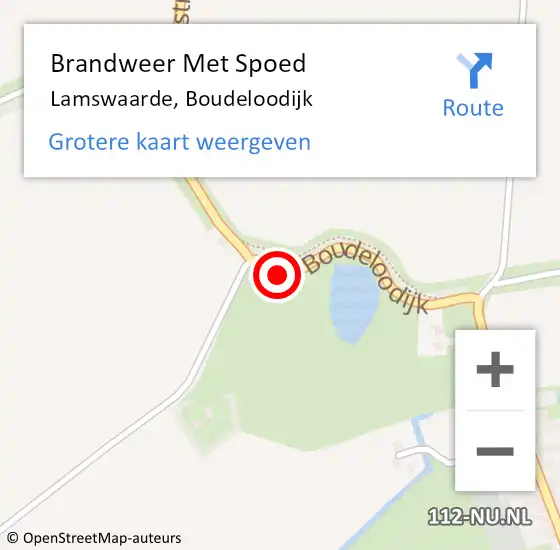 Locatie op kaart van de 112 melding: Brandweer Met Spoed Naar Lamswaarde, Boudeloodijk op 22 september 2021 14:51