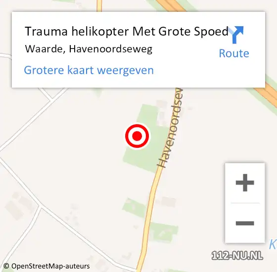 Locatie op kaart van de 112 melding: Trauma helikopter Met Grote Spoed Naar Waarde, Havenoordseweg op 22 september 2021 15:14
