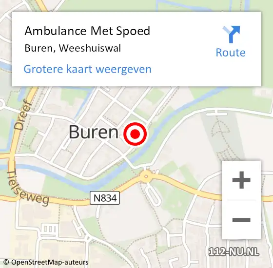 Locatie op kaart van de 112 melding: Ambulance Met Spoed Naar Buren, Weeshuiswal op 22 september 2021 15:35