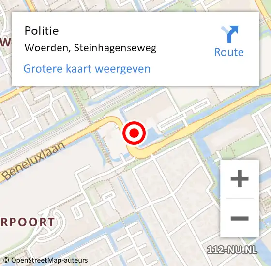 Locatie op kaart van de 112 melding: Politie Woerden, Steinhagenseweg op 22 september 2021 15:41