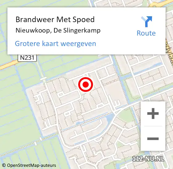 Locatie op kaart van de 112 melding: Brandweer Met Spoed Naar Nieuwkoop, De Slingerkamp op 22 september 2021 15:47