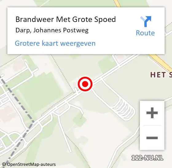 Locatie op kaart van de 112 melding: Brandweer Met Grote Spoed Naar Darp, Johannes Postweg op 22 september 2021 16:00