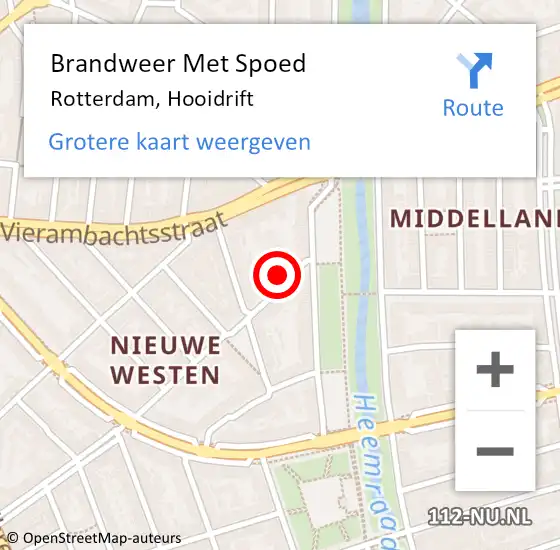 Locatie op kaart van de 112 melding: Brandweer Met Spoed Naar Rotterdam, Hooidrift op 22 september 2021 16:15