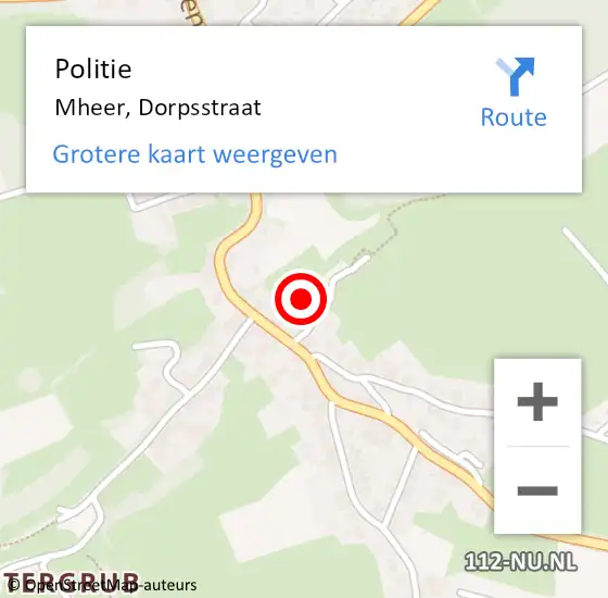 Locatie op kaart van de 112 melding: Politie Mheer, Dorpsstraat op 22 september 2021 16:26