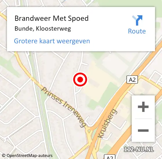 Locatie op kaart van de 112 melding: Brandweer Met Spoed Naar Bunde, Kloosterweg op 22 september 2021 16:35