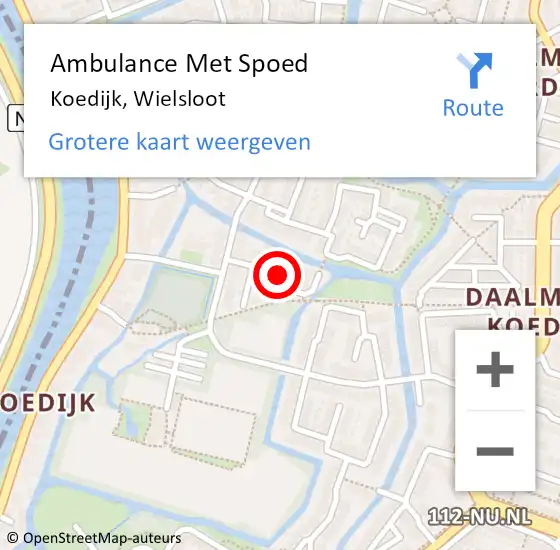 Locatie op kaart van de 112 melding: Ambulance Met Spoed Naar Koedijk, Wielsloot op 22 september 2021 16:45