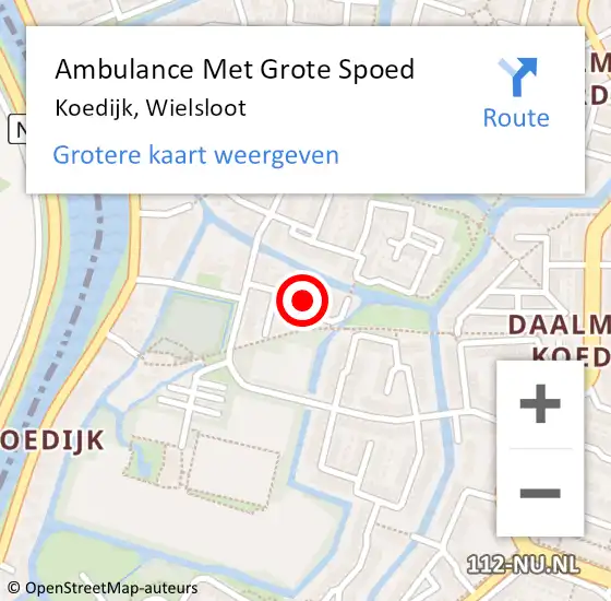 Locatie op kaart van de 112 melding: Ambulance Met Grote Spoed Naar Koedijk, Wielsloot op 22 september 2021 16:48
