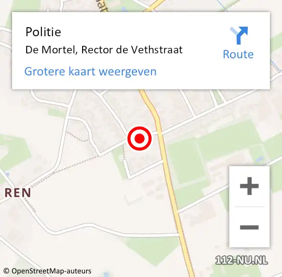 Locatie op kaart van de 112 melding: Politie De Mortel, Rector de Vethstraat op 22 september 2021 16:48