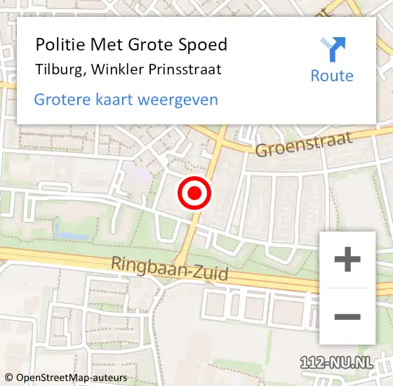 Locatie op kaart van de 112 melding: Politie Met Grote Spoed Naar Tilburg, Winkler Prinsstraat op 22 september 2021 16:51