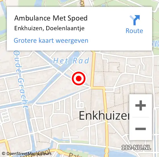 Locatie op kaart van de 112 melding: Ambulance Met Spoed Naar Enkhuizen, Doelenlaantje op 22 september 2021 16:57