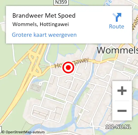 Locatie op kaart van de 112 melding: Brandweer Met Spoed Naar Wommels, Hottingawei op 22 september 2021 17:07