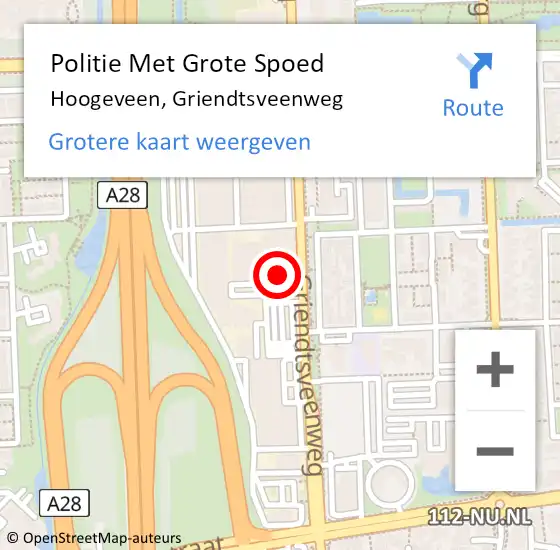 Locatie op kaart van de 112 melding: Politie Met Grote Spoed Naar Hoogeveen, Griendtsveenweg op 22 september 2021 17:14