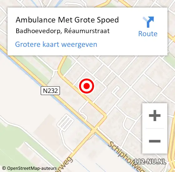 Locatie op kaart van de 112 melding: Ambulance Met Grote Spoed Naar Badhoevedorp, Réaumurstraat op 22 september 2021 17:16