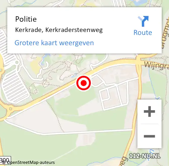 Locatie op kaart van de 112 melding: Politie Kerkrade, Kerkradersteenweg op 22 september 2021 17:17