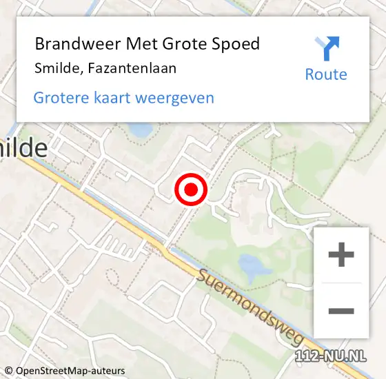 Locatie op kaart van de 112 melding: Brandweer Met Grote Spoed Naar Smilde, Fazantenlaan op 22 september 2021 17:51