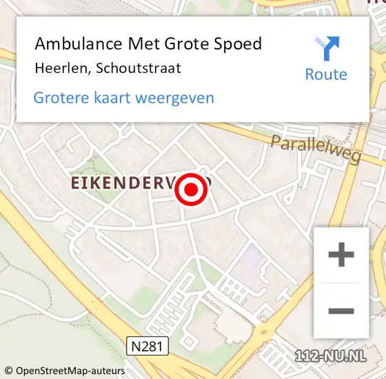 Locatie op kaart van de 112 melding: Ambulance Met Grote Spoed Naar Heerlen, Schoutstraat op 23 juni 2014 18:20